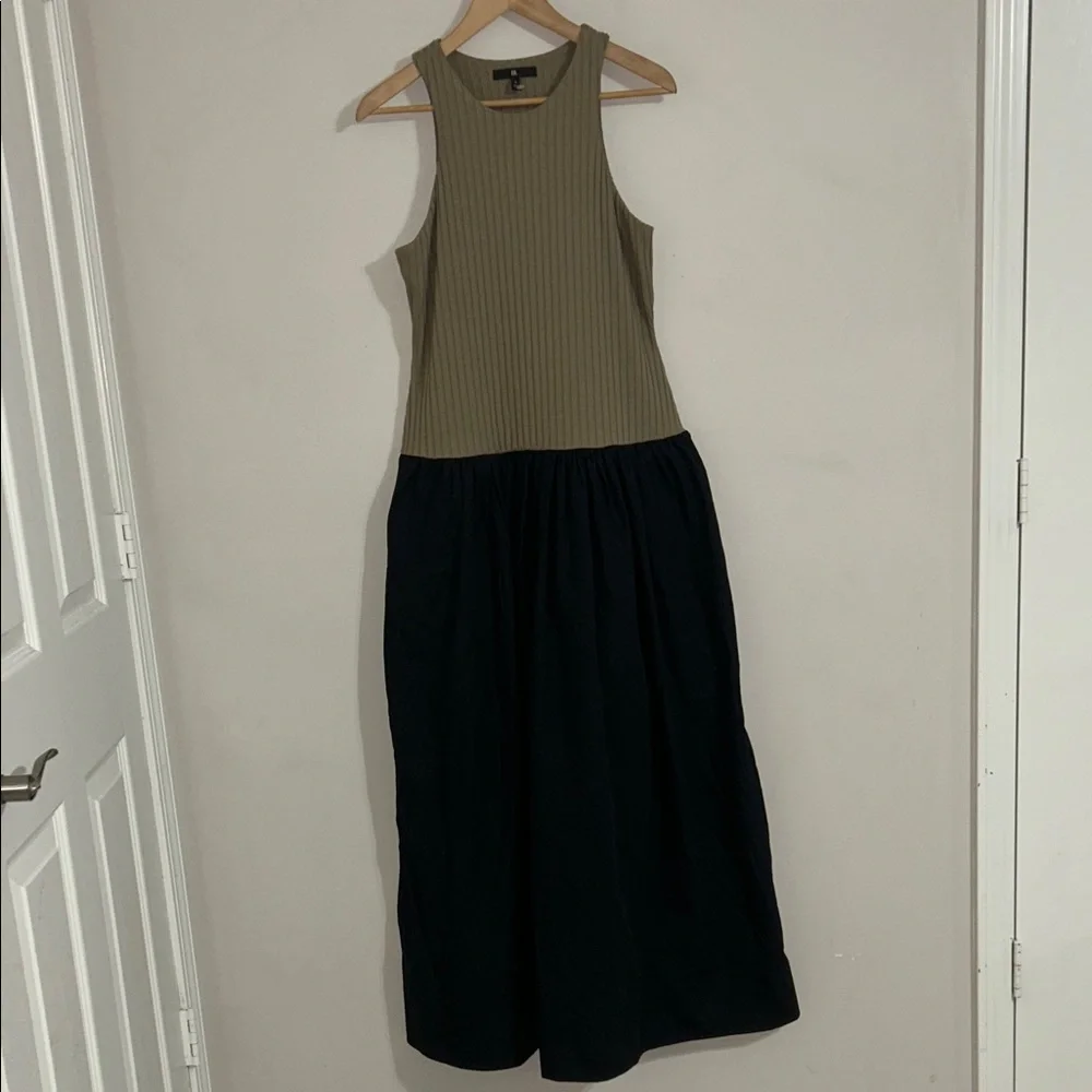 Banana Republic Women's Black & Khaki Ribbed Tank Top Maxi Dress Size Large - Picture 2 of 9
